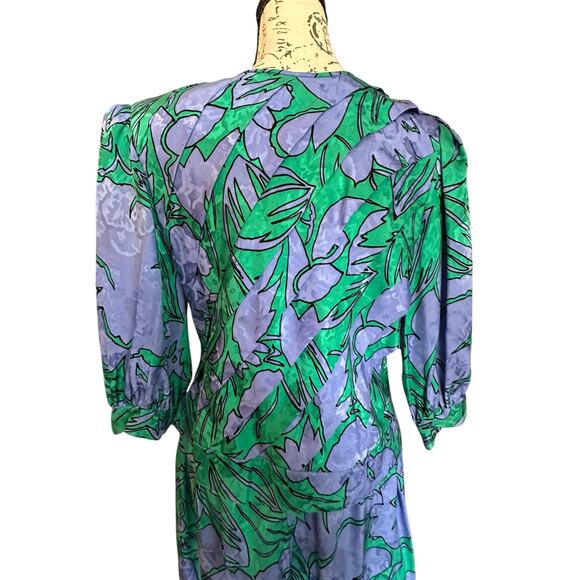 Vintage Rare 100% Silk Tropical Floral 2 Piece Skirt Set Size 6 Made in Korea - Picture 3 of 11